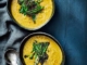 Red lentil dahl soup with broccoli tarka